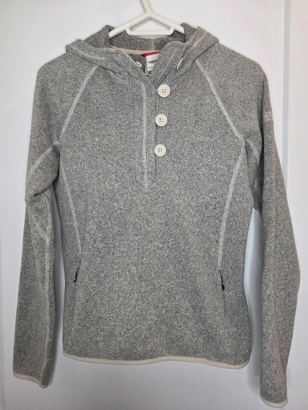 The North Face Gray Hooded Button Pullover Sweater SZ M